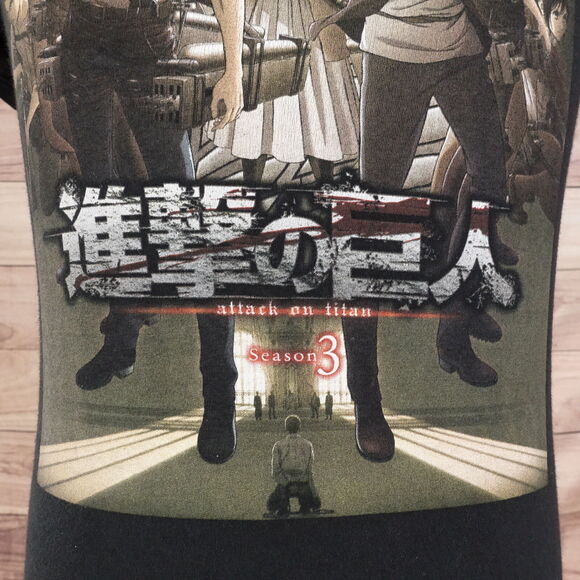 ATTACK ON TITAN SEASON 3 ANIME SHORT SLEEVE TV SHOW BLACK T-SHIRT SZ S - Picture 3 of 8